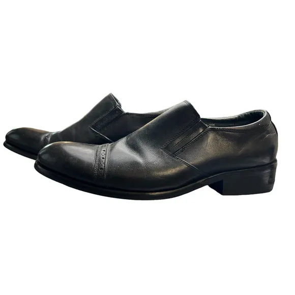 Carrucci Men's Black Leather‎ Pointed Toe Loafer Size 9.5