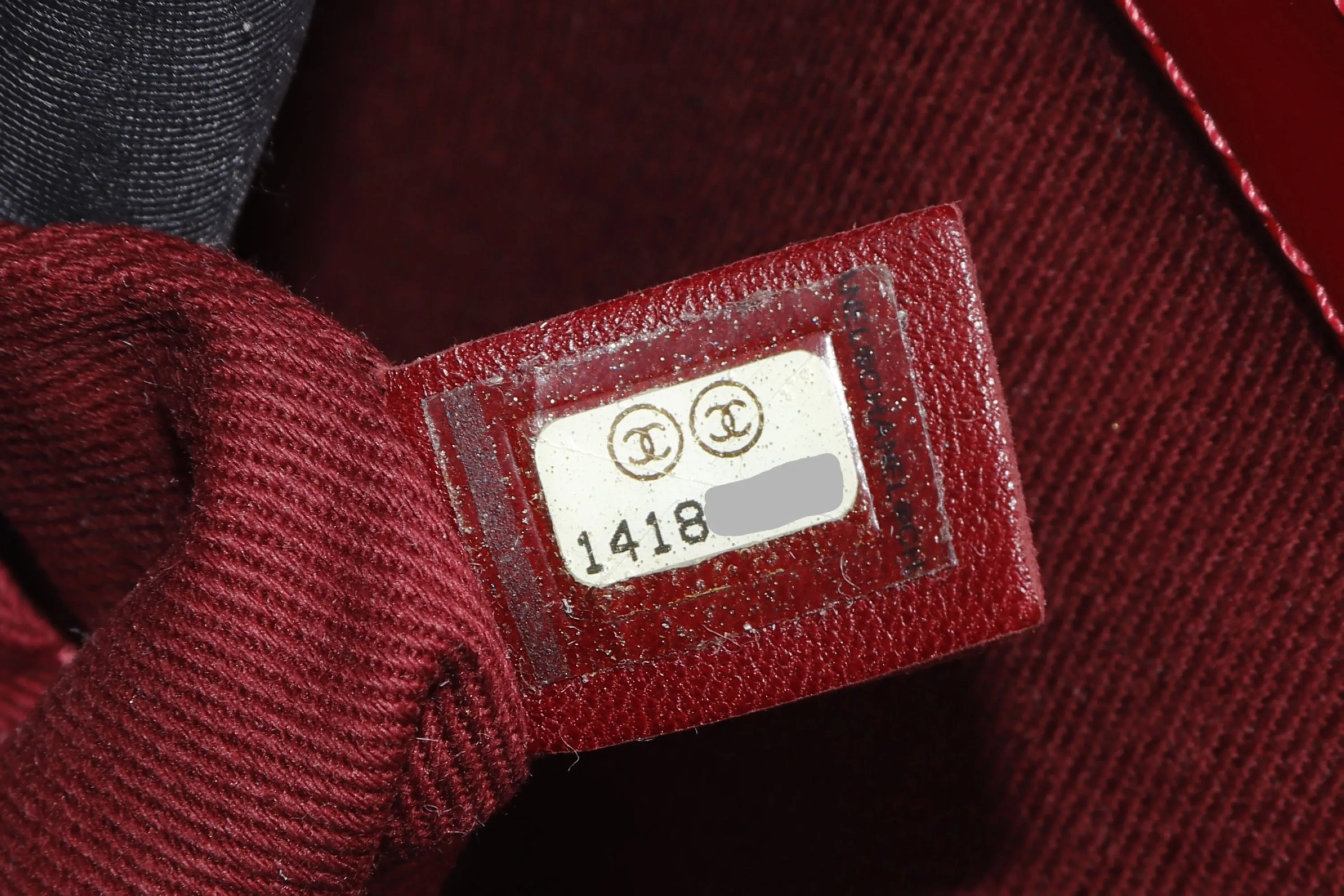 CHANEL MADEMOISELLE (1418xxxx) W 33CM, RED PATENT LEATHER SILVER HARDWARE, WITH CARD & DUST COVER