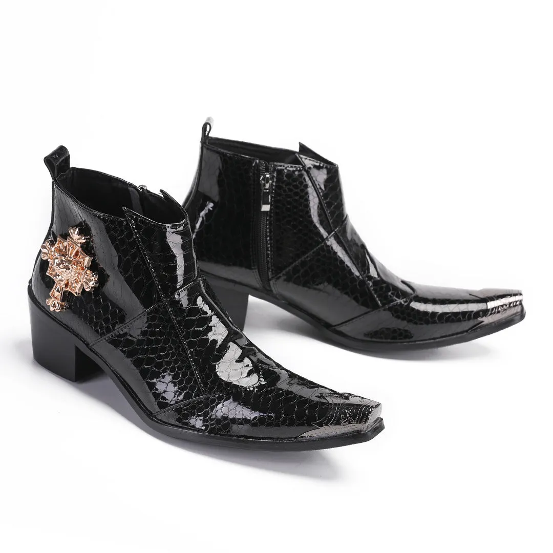 Chelsea Boots Men's Leather British High Top Business Leather Shoes Brock Carved Casual Short Boots Men's Martin Boots