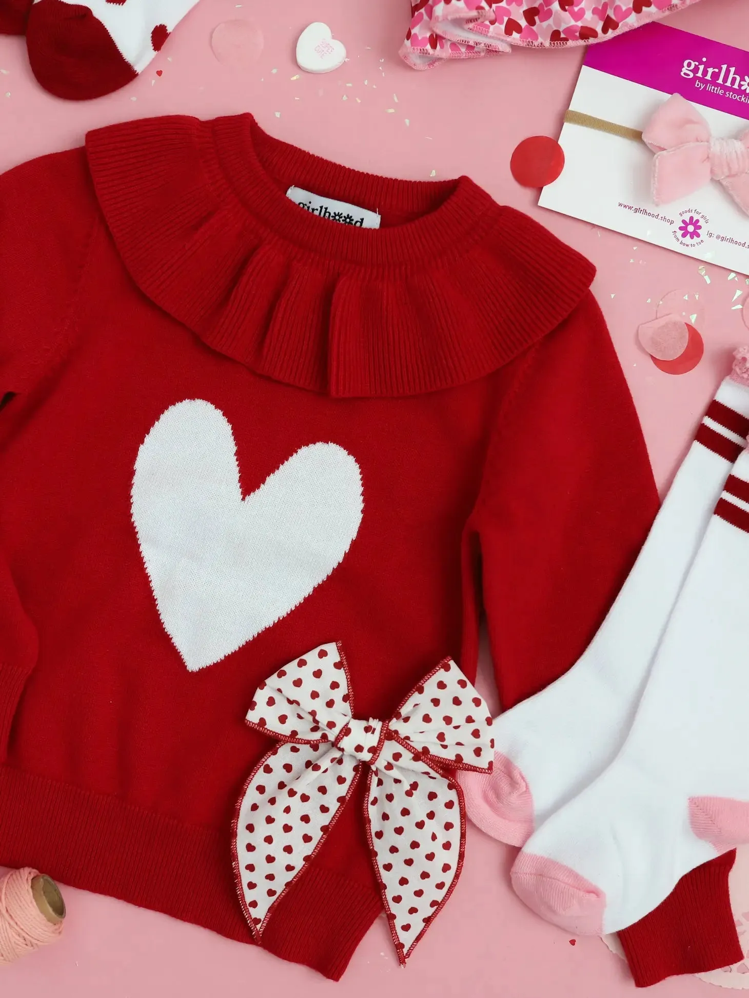 Cherry Stripe Lace Top Knee High Socks