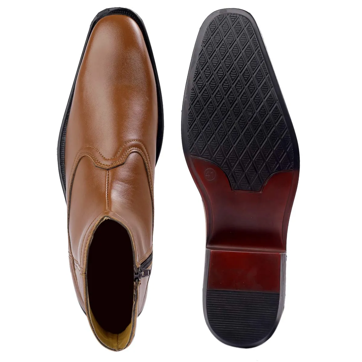 Classy High Ankle Tan Casual And Formal Boot With Zip Pattern-JonasParamount