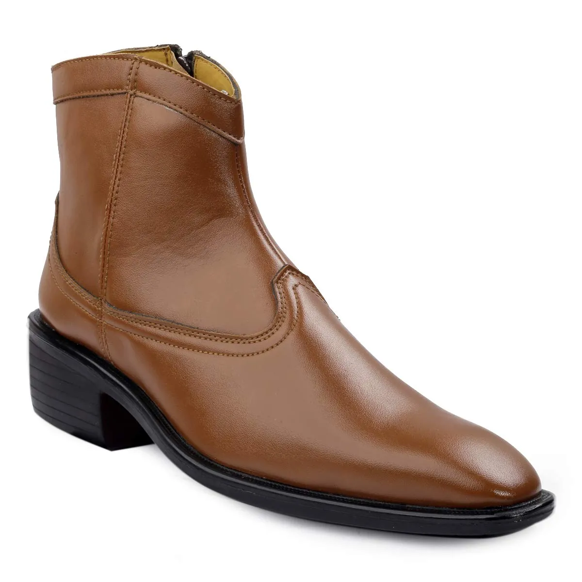 Classy High Ankle Tan Casual And Formal Boot With Zip Pattern-JonasParamount