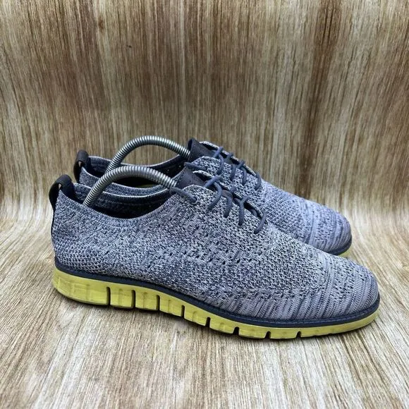 Cole Haan Zerogrand Stitchlite Men's Size 8‎ M Grey Knit Wingtip Shoes C30411