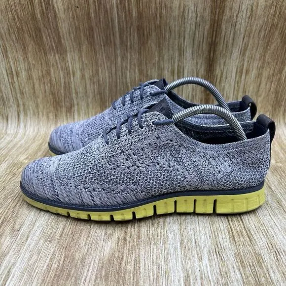 Cole Haan Zerogrand Stitchlite Men's Size 8‎ M Grey Knit Wingtip Shoes C30411
