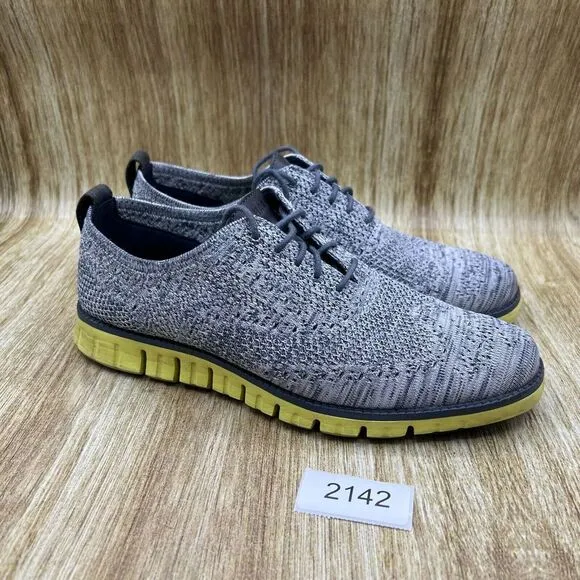Cole Haan Zerogrand Stitchlite Men's Size 8‎ M Grey Knit Wingtip Shoes C30411