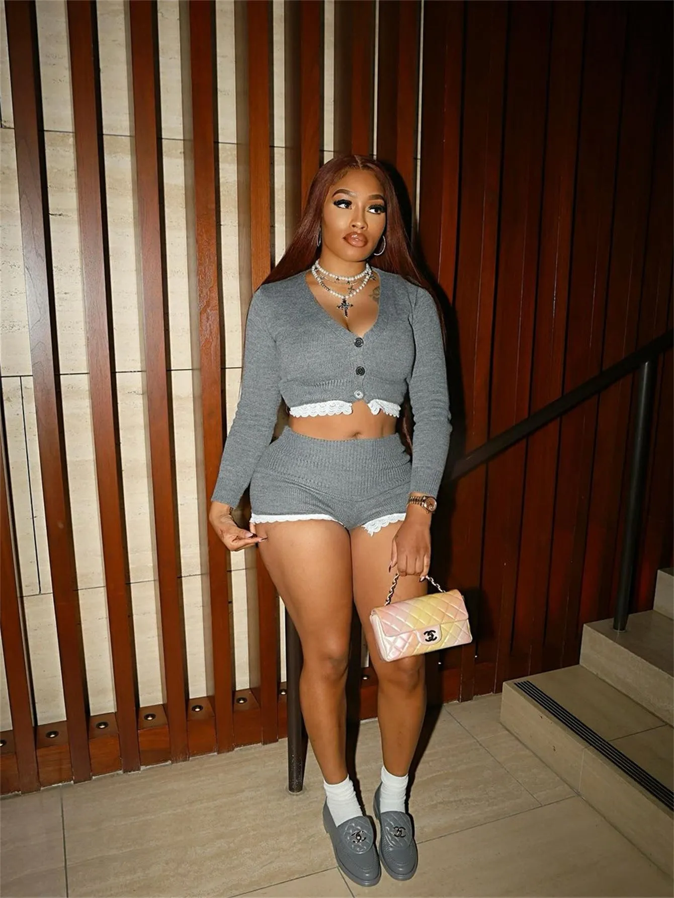 Cozy Long Sleeve Cardigan and High-Waisted Shorts Two-Piece Set