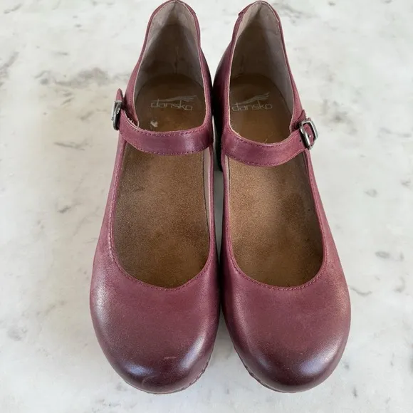 Dansko Marla Mary Jane Shoes Women Ruby Red Leather Size EU 39 US 8.5