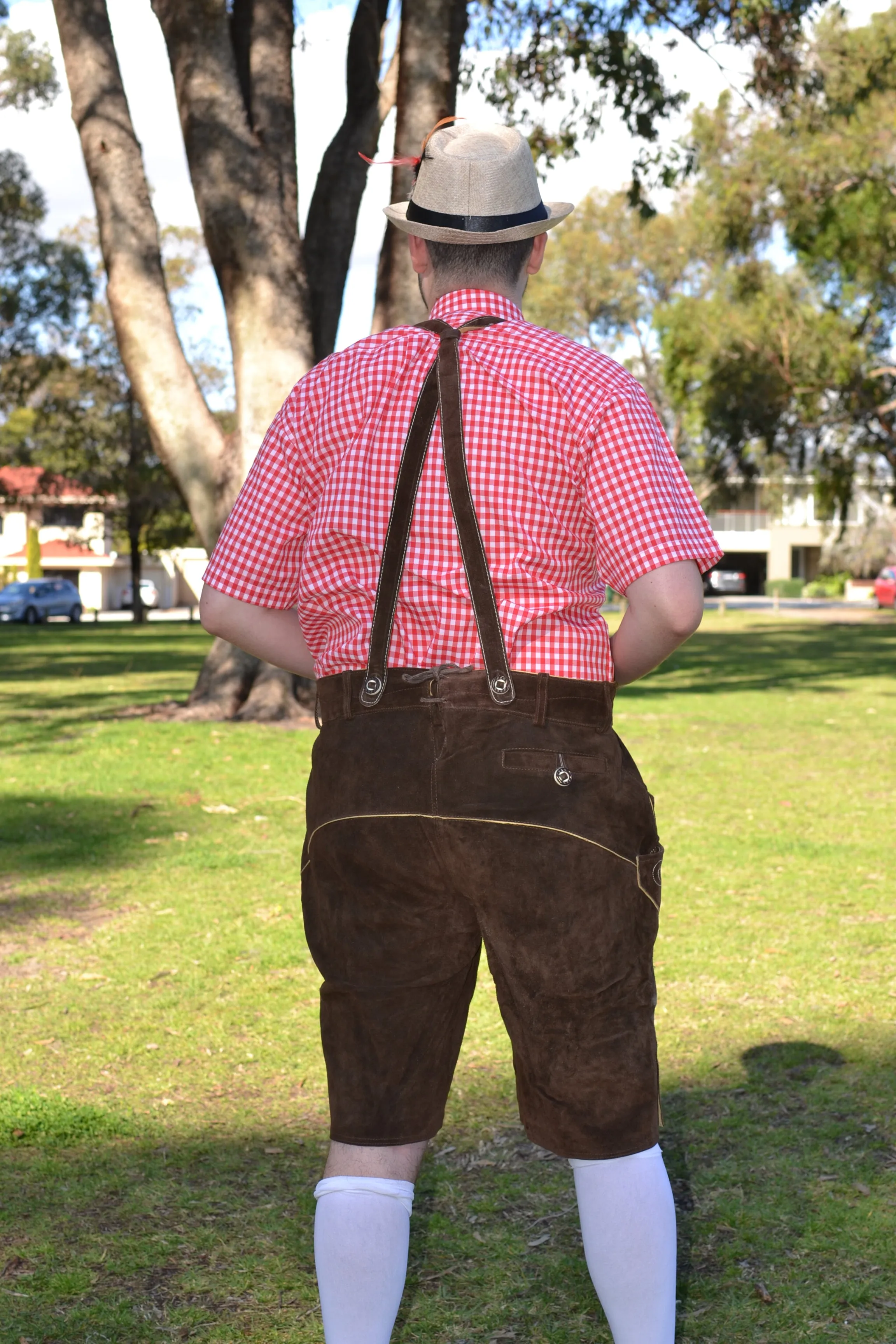 Dark Brown Authentic Leather German Lederhosen Shorts
