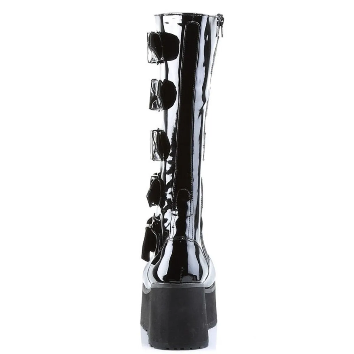 Demonia Trashville 518 Platform Goth Wet Look Knee High Boots