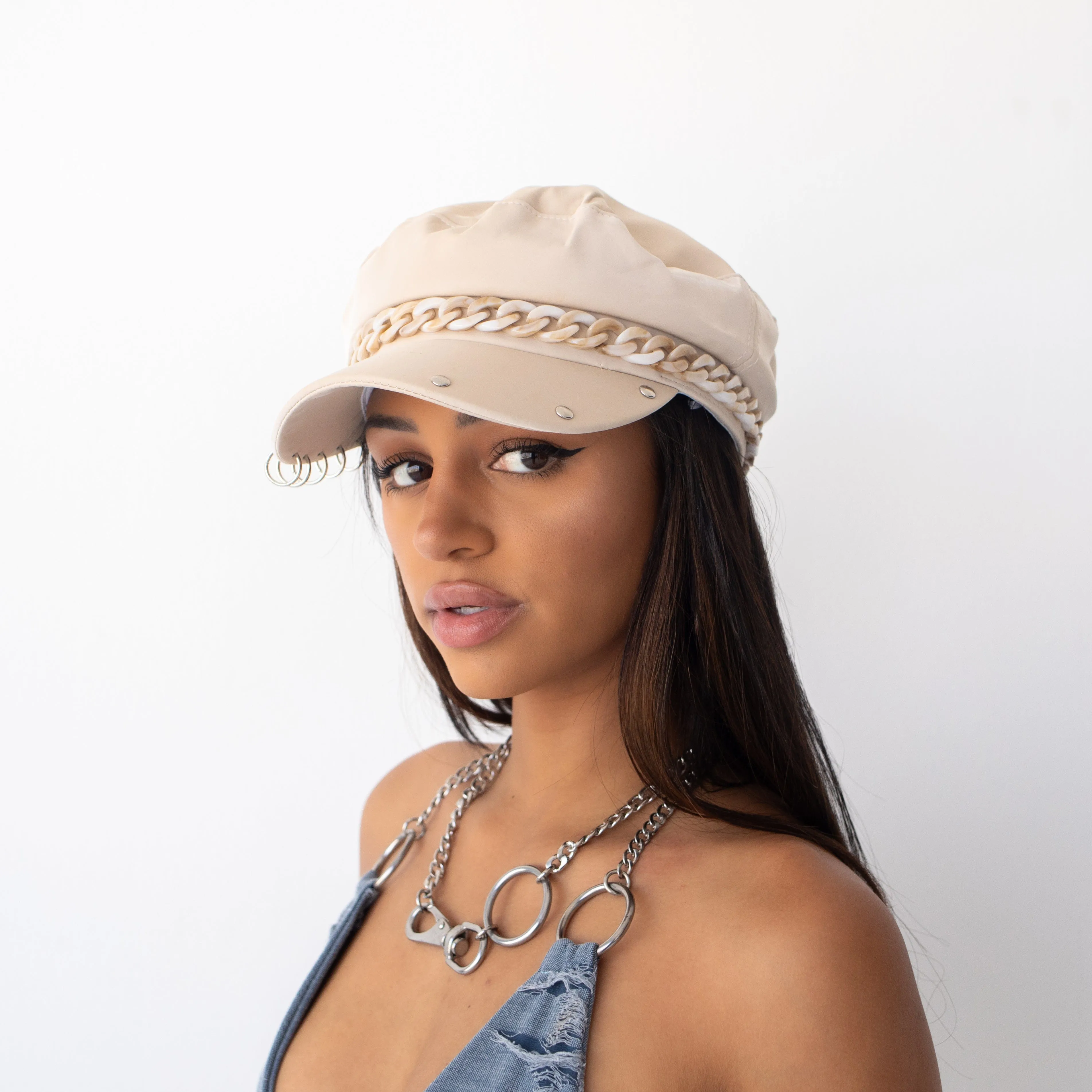 Dirty chai patent leather fisherman cap