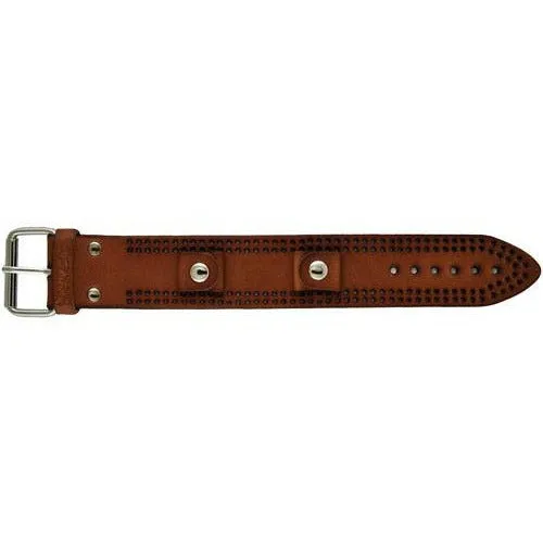 Double Perforated Khaki Leather Cuff PLB-B