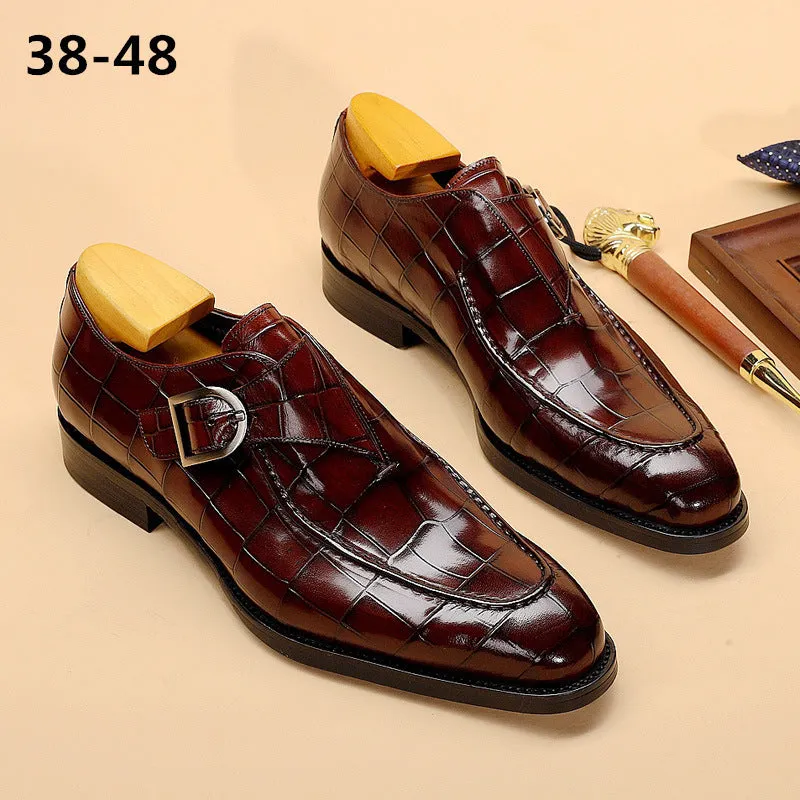 Explore timeless elegance with our classic pattern men's business flat shoes. Ideal for formal occasions and a perfect Valentine's Day gift.