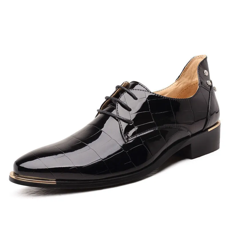 Fashion Men Leather Shoes Oxfords Spring/Autumn Men Casual Flat Patent Leather Oxford Shoes For Men Pointed Toe BRM-424