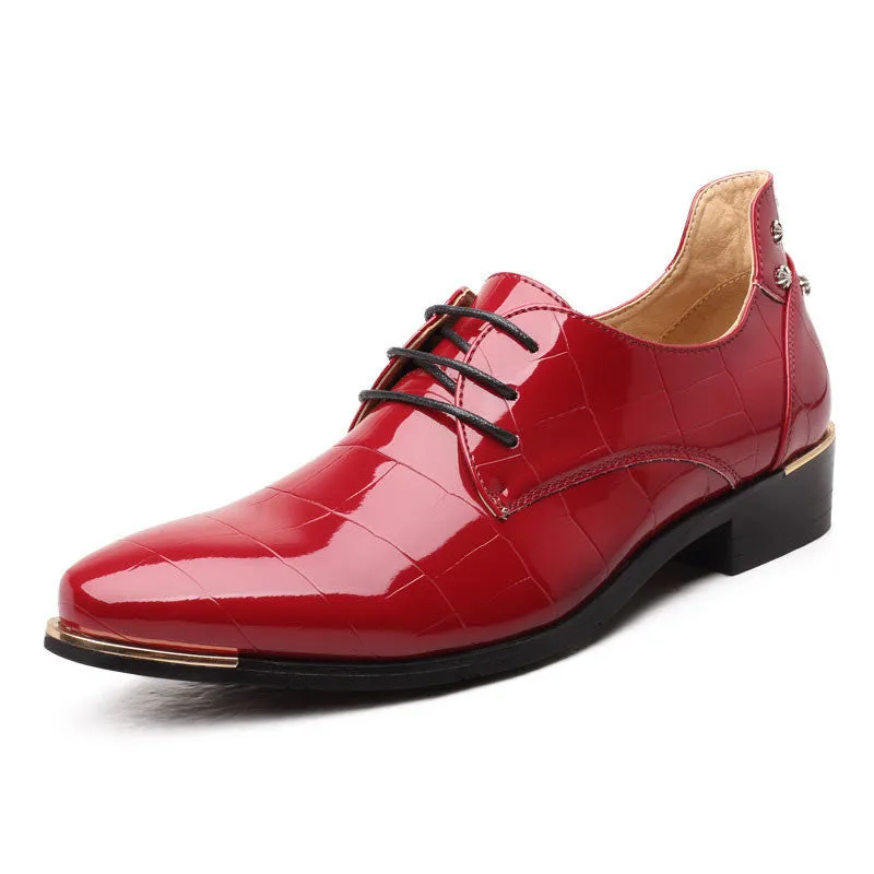 Fashion Men Leather Shoes Oxfords Spring/Autumn Men Casual Flat Patent Leather Oxford Shoes For Men Pointed Toe BRM-424