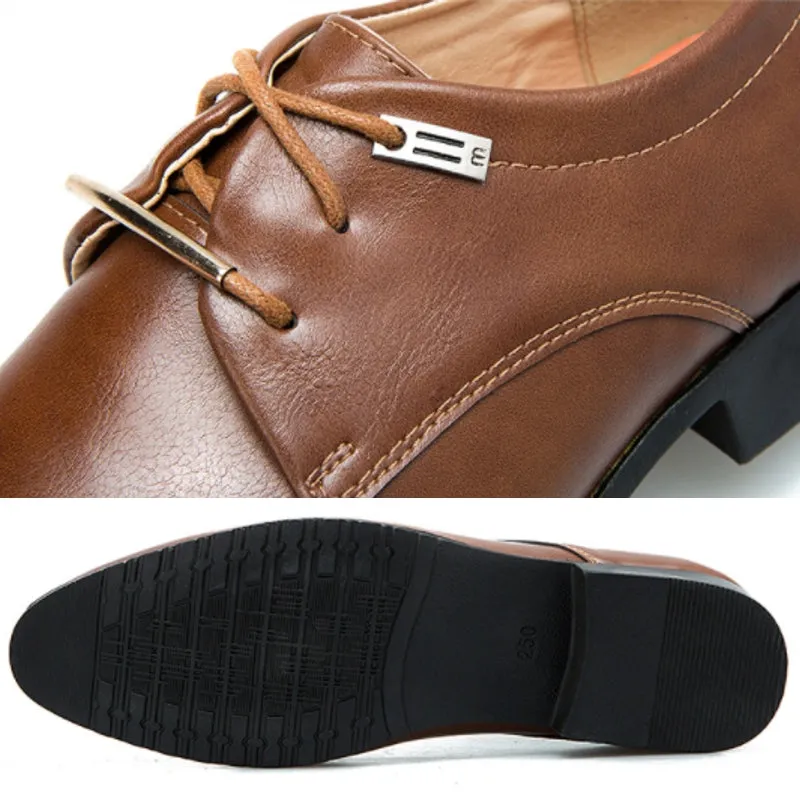 Faux Leather Pointed Toe Soft Bottom Lace Up Dress Casual Business Men Dress Shoes