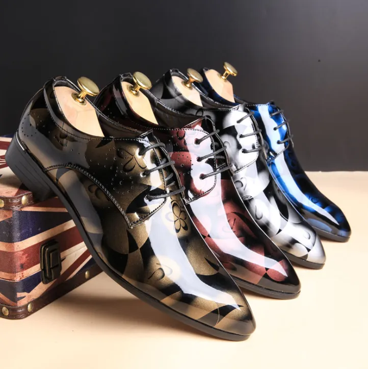 Find large-size men's business casual shoes and dress shoes crafted from bright leather.
