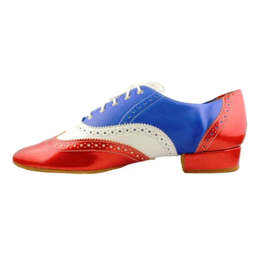Galex Flexi M, Red-Blue-White Patent Leather, Men's Smooth Dance Shoes