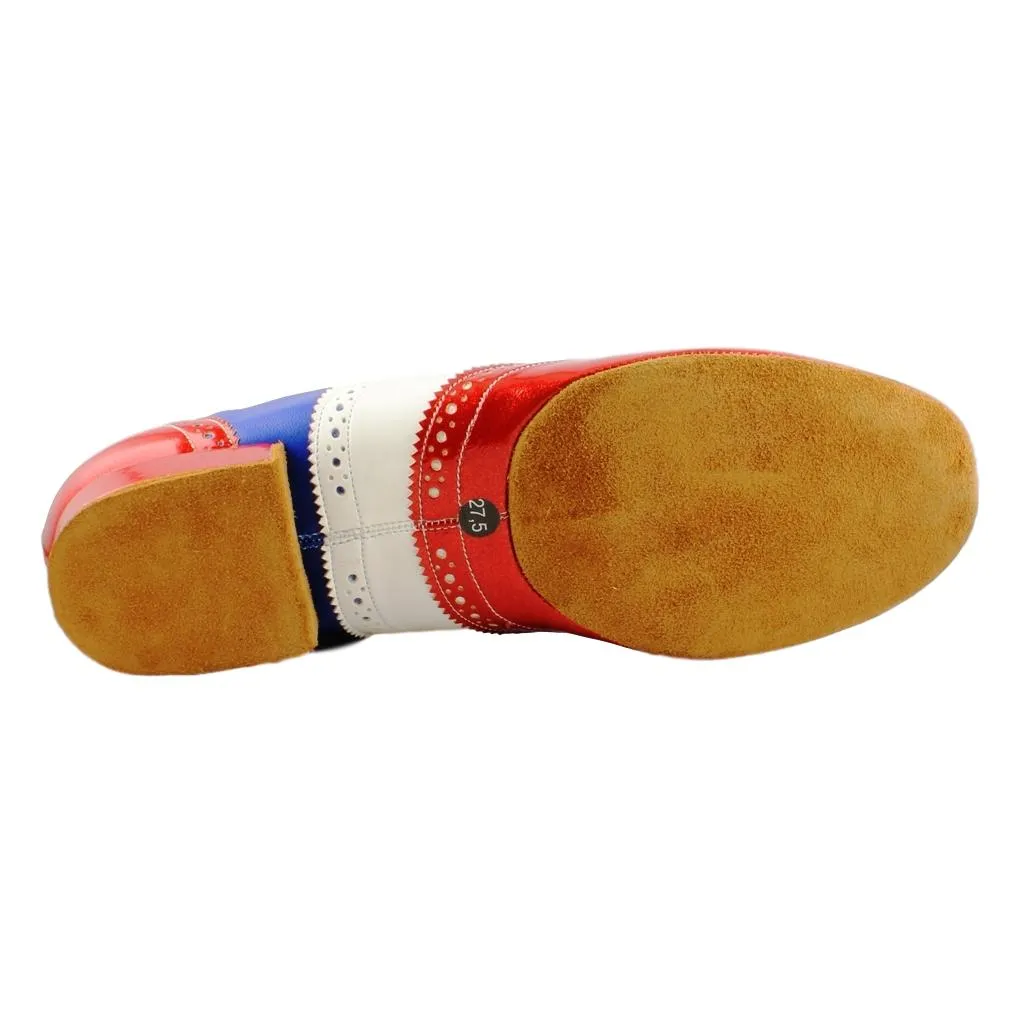 Galex Flexi M, Red-Blue-White Patent Leather, Men's Smooth Dance Shoes