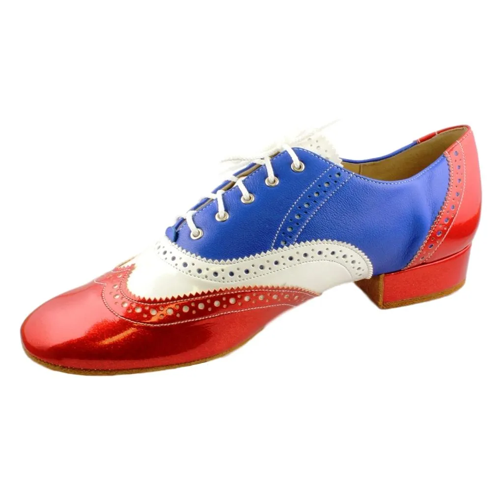 Galex Flexi M, Red-Blue-White Patent Leather, Men's Smooth Dance Shoes