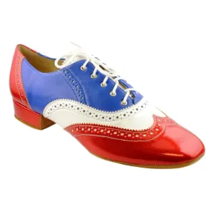 Galex Flexi M, Red-Blue-White Patent Leather, Men's Smooth Dance Shoes