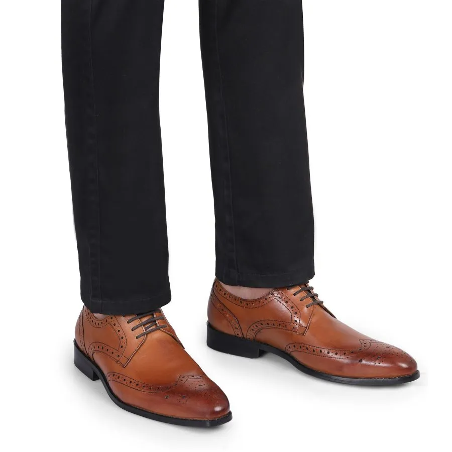 Genuine Leather Tan lace-up Brogue
