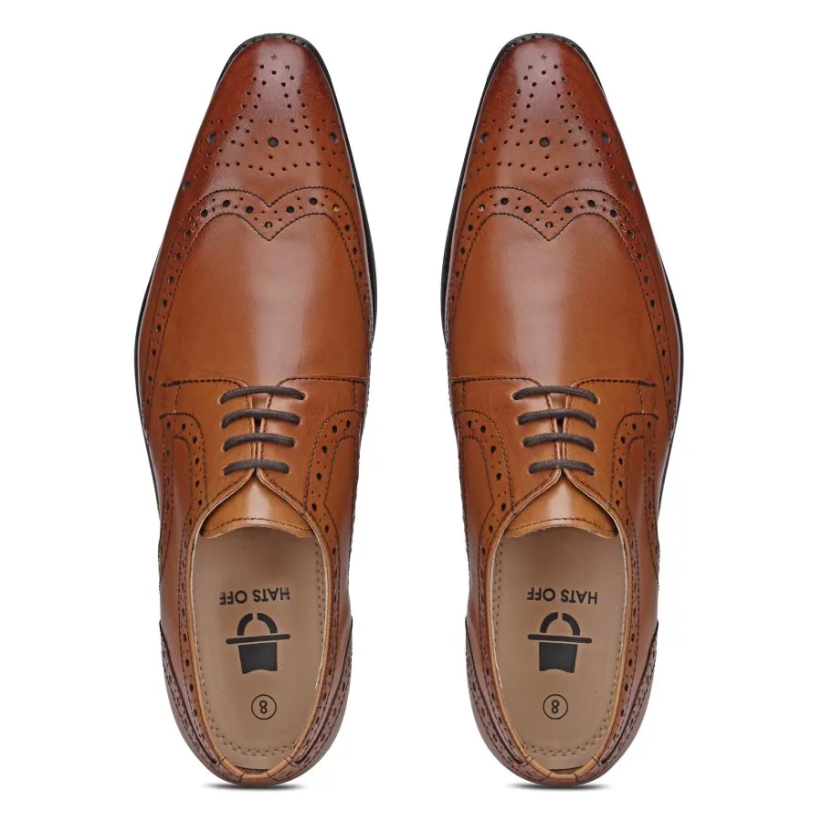Genuine Leather Tan lace-up Brogue
