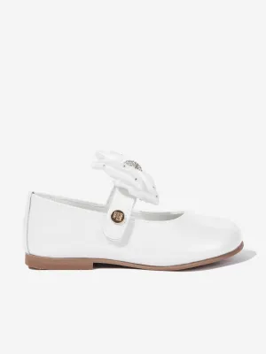 Girls Patent Leather Bow Shoes in White