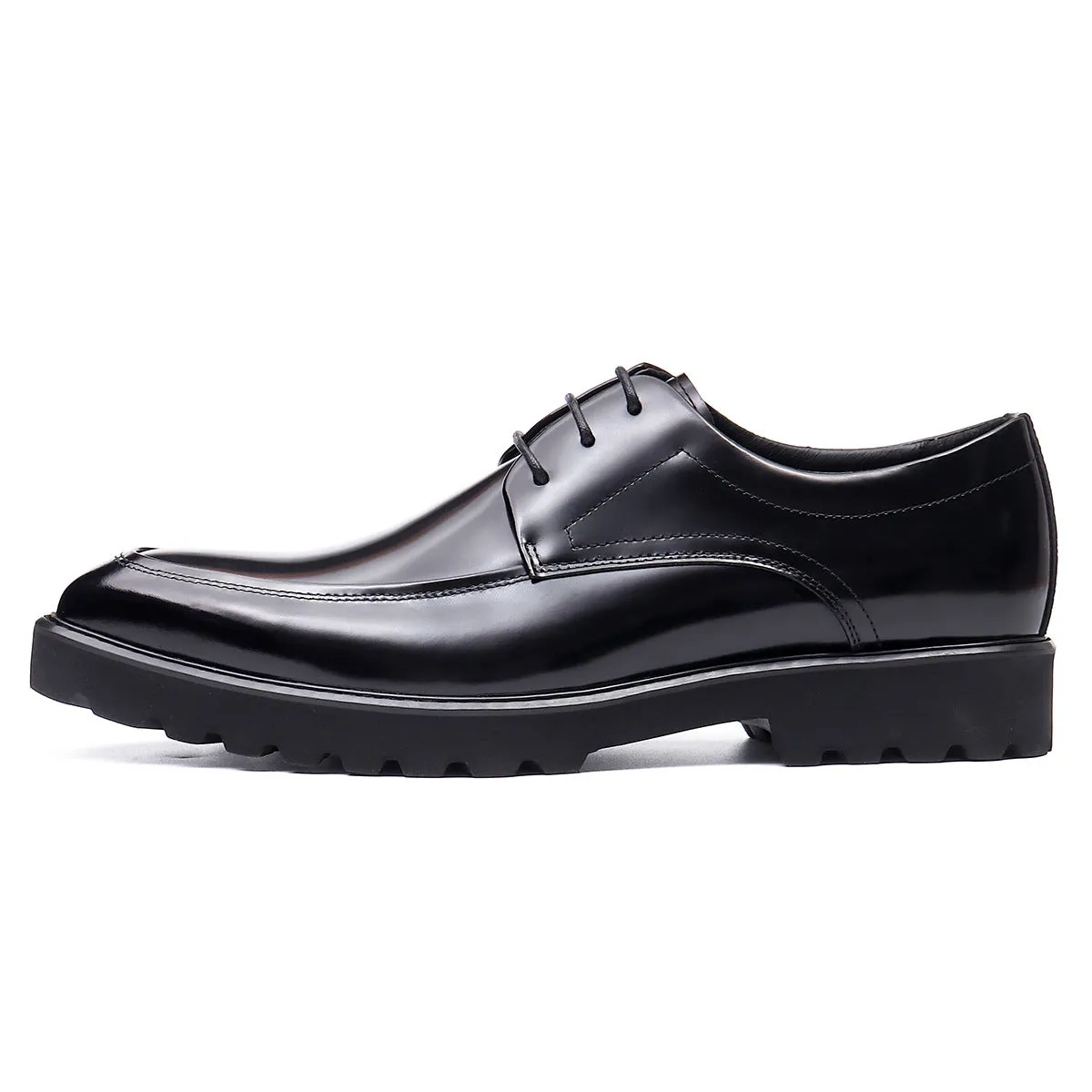 Glossy Leather Shoes Leather Business Casual Shoes Pointed Toe Platform Men's Hight Increasing Shoes23550