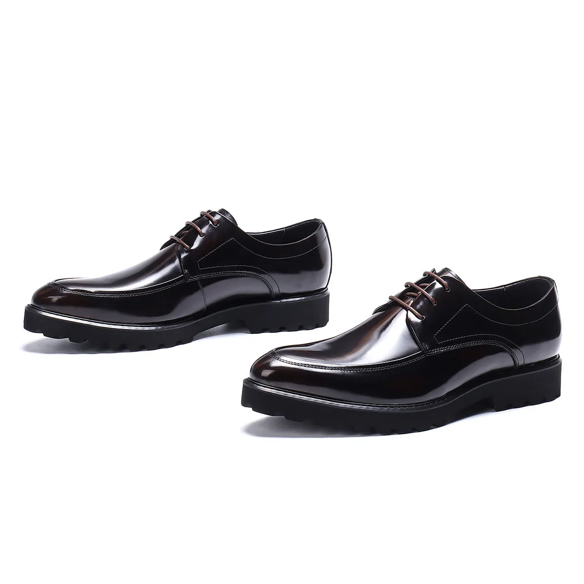 Glossy Leather Shoes Leather Business Casual Shoes Pointed Toe Platform Men's Hight Increasing Shoes23550