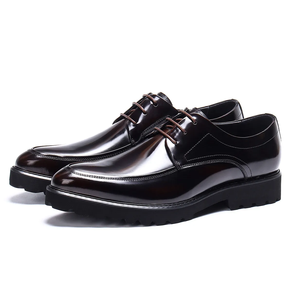 Glossy Leather Shoes Leather Business Casual Shoes Pointed Toe Platform Men's Hight Increasing Shoes23550