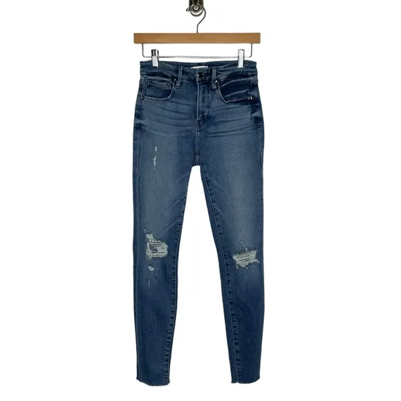 Good American | Good Legs Frayed Hem in Blue 430 26/2