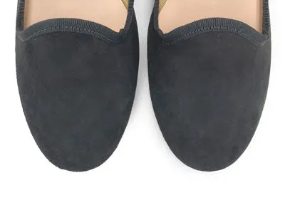 Gray women loafers in suede