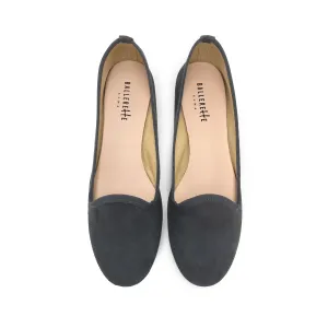 Gray women loafers in suede