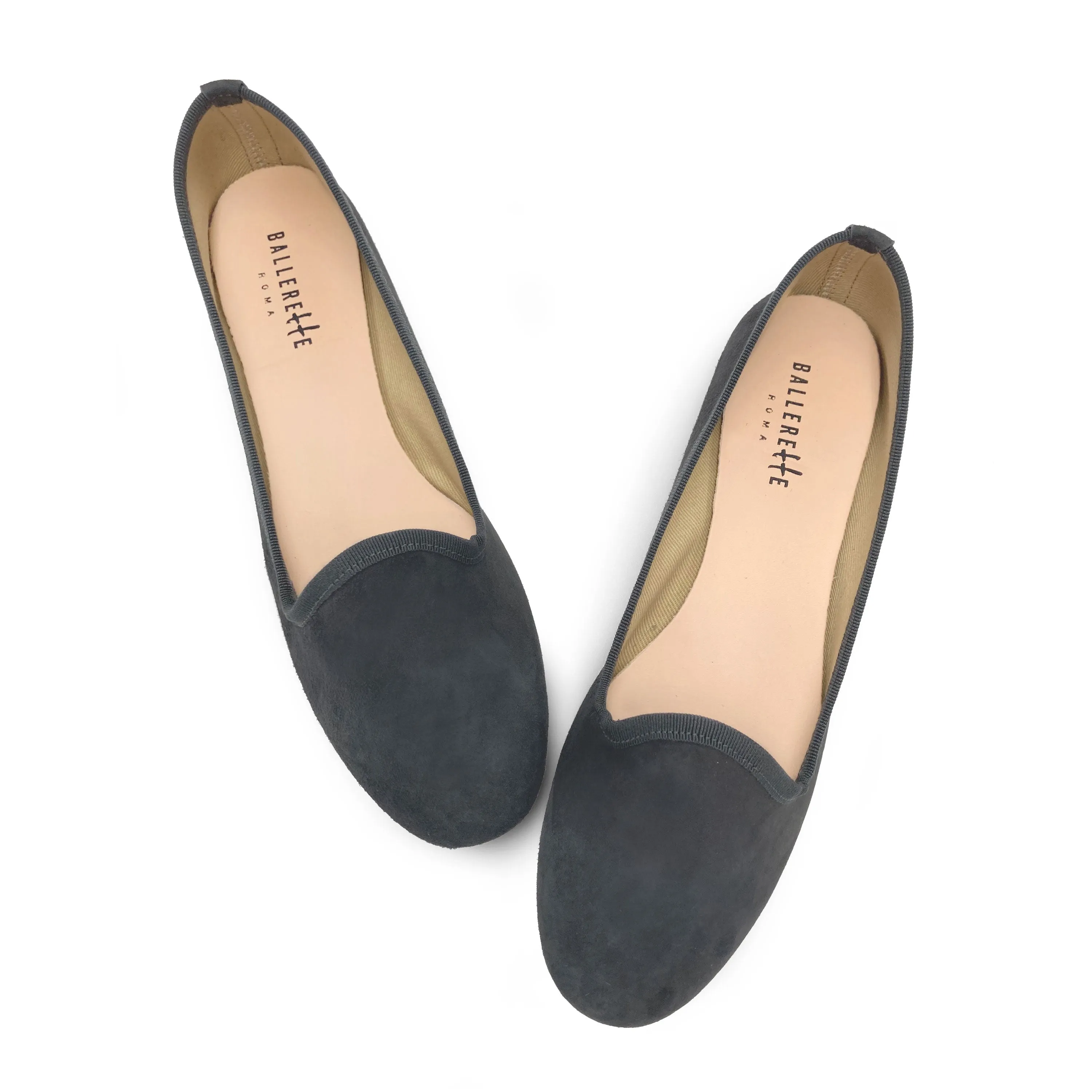 Gray women loafers in suede