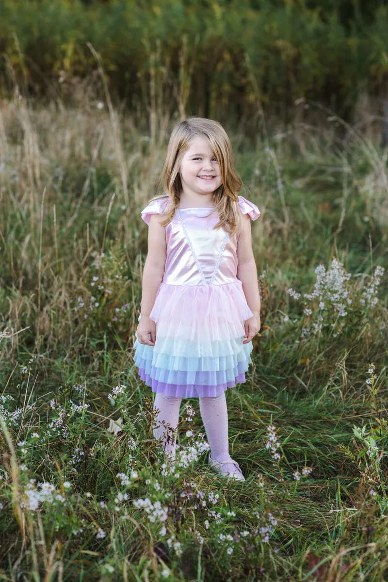 Great Pretenders Rainbow Ruffle Tutu Dress, Pink/Multi, Size 5-6