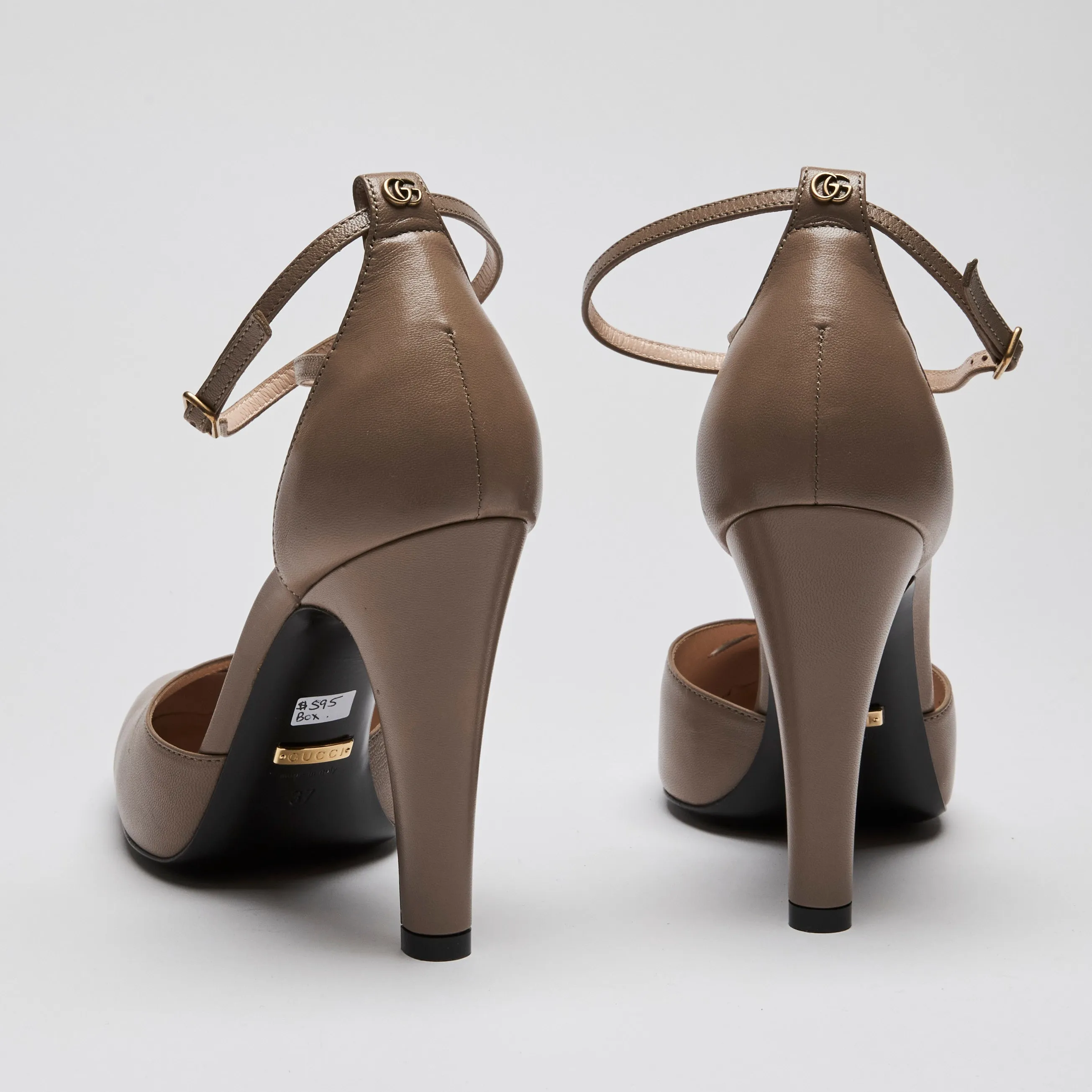 Gucci Brown Cutout Ankle Strap Pointed Toe Pumps Size 37