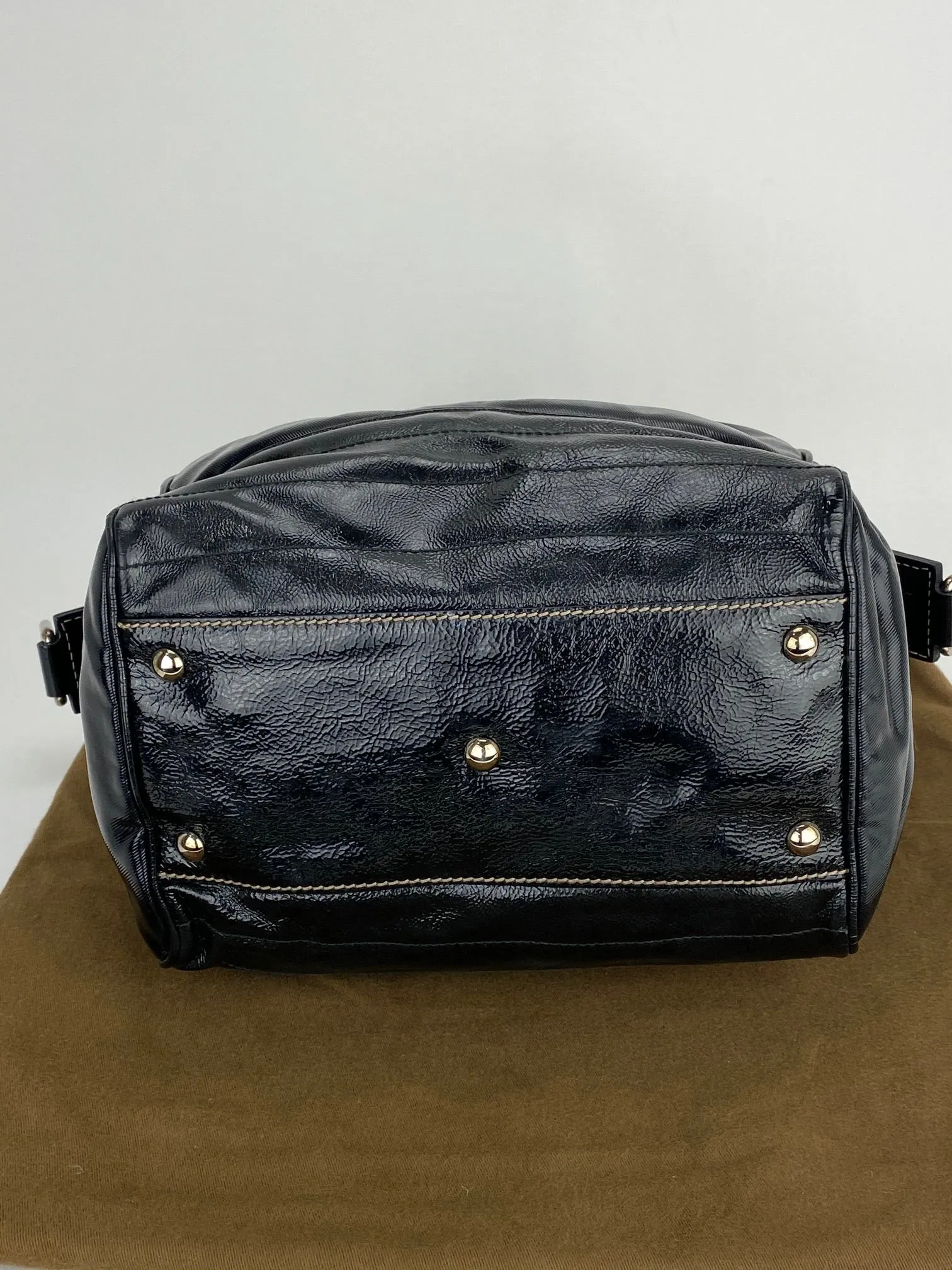 GUCCI Dialux Snow Glam Black Canvas and Leather Boston Shoulder Bag