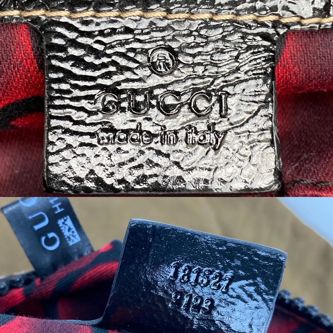 GUCCI Dialux Snow Glam Black Canvas and Leather Boston Shoulder Bag