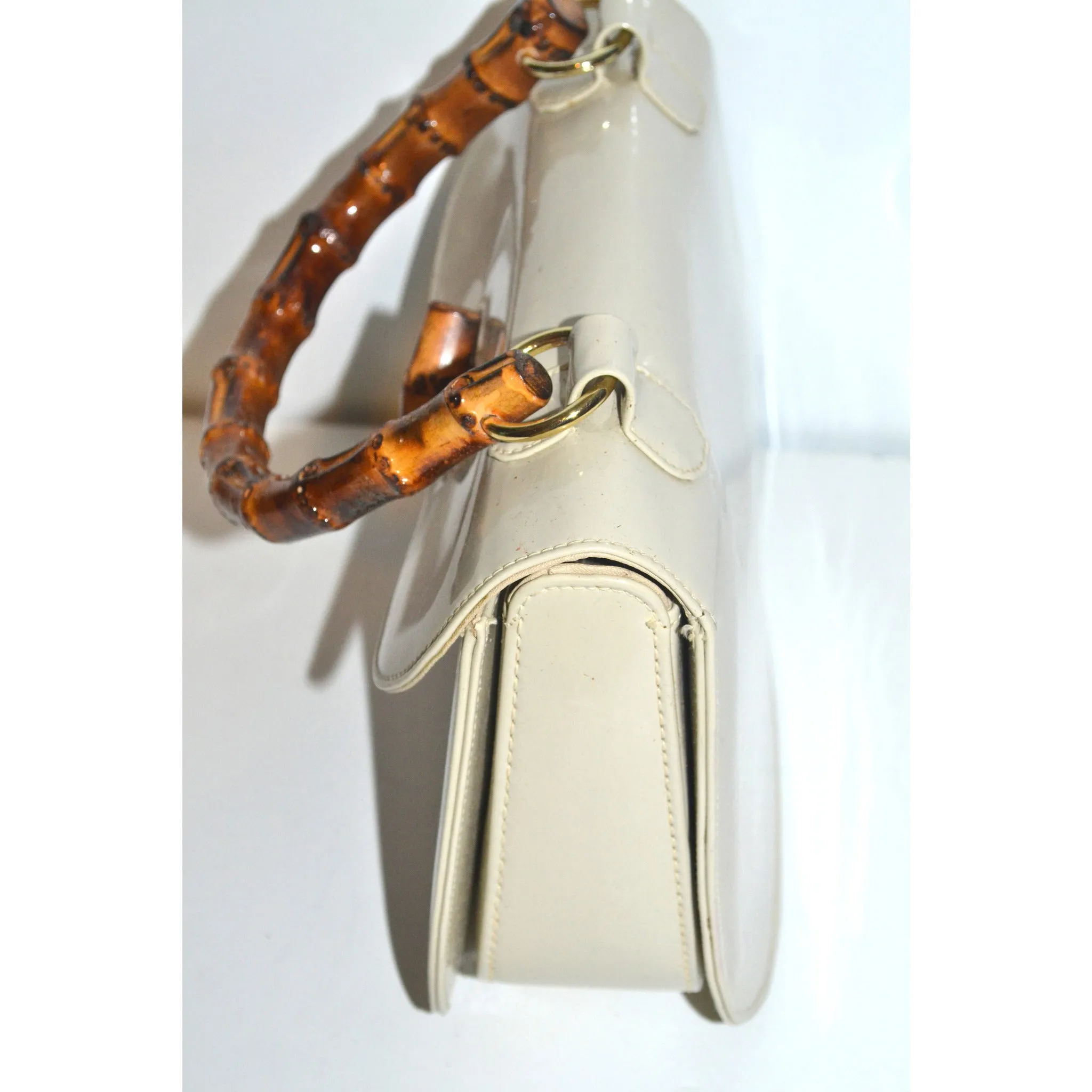 Gucci Style Patent Leather Bamboo Purse By Bonwit Teller
