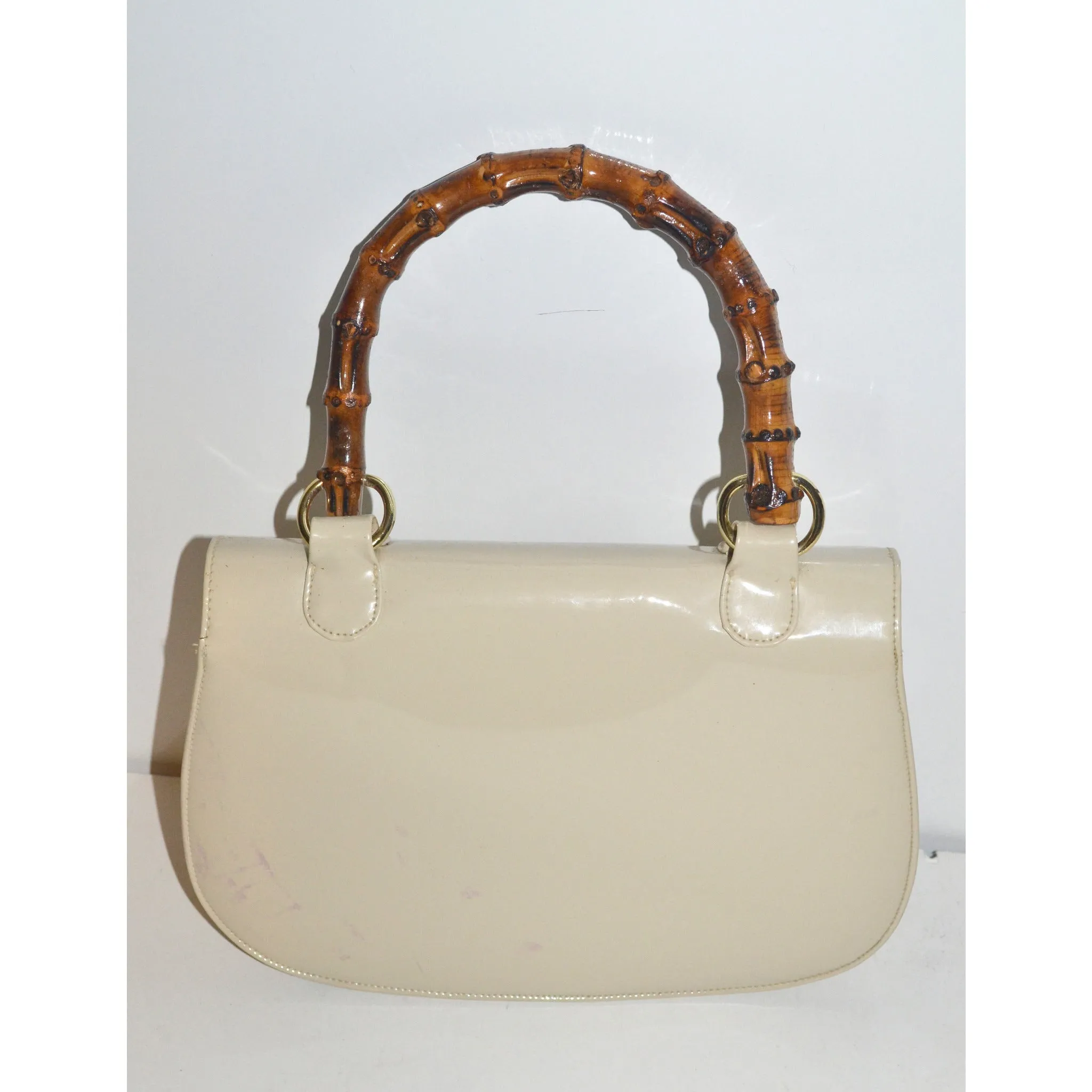 Gucci Style Patent Leather Bamboo Purse By Bonwit Teller