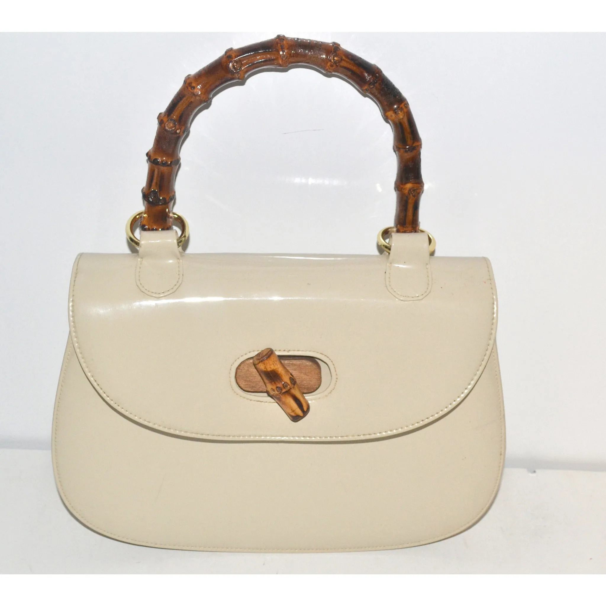 Gucci Style Patent Leather Bamboo Purse By Bonwit Teller