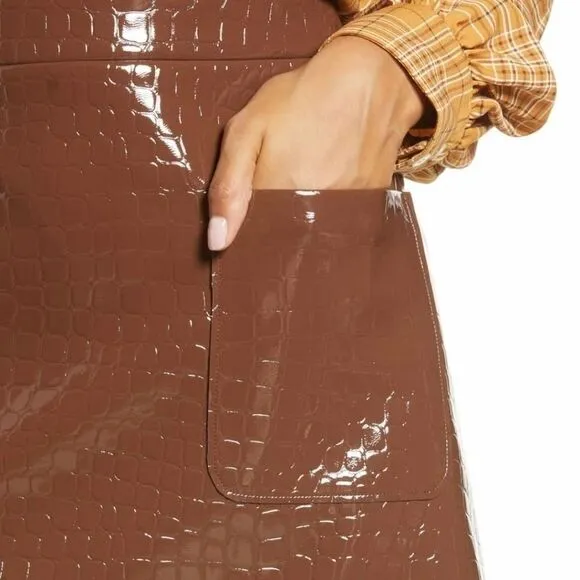 HALOGEN x Atlantic-Pacific Croc Embossed Skirt