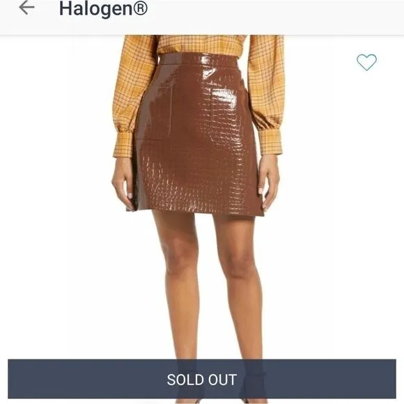 HALOGEN x Atlantic-Pacific Croc Embossed Skirt
