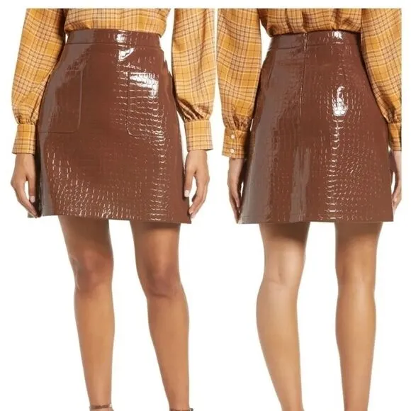 HALOGEN x Atlantic-Pacific Croc Embossed Skirt