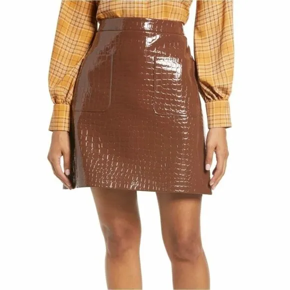 HALOGEN x Atlantic-Pacific Croc Embossed Skirt