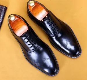 Handmade Black Oxford Leather Shoes for Men