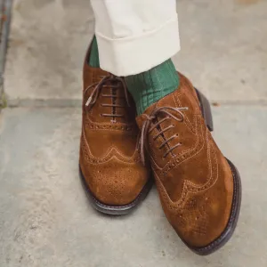 Handmade Brown Suede Wingtip Dress Shoes for Men