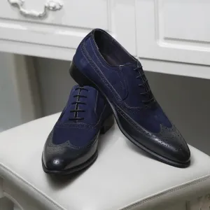 Handmade Two-Tone Wingtip Dress Shoes for Men