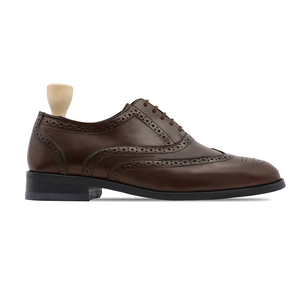 Harmain Leathers Classic Dark Bown Leather Brogue Shoes