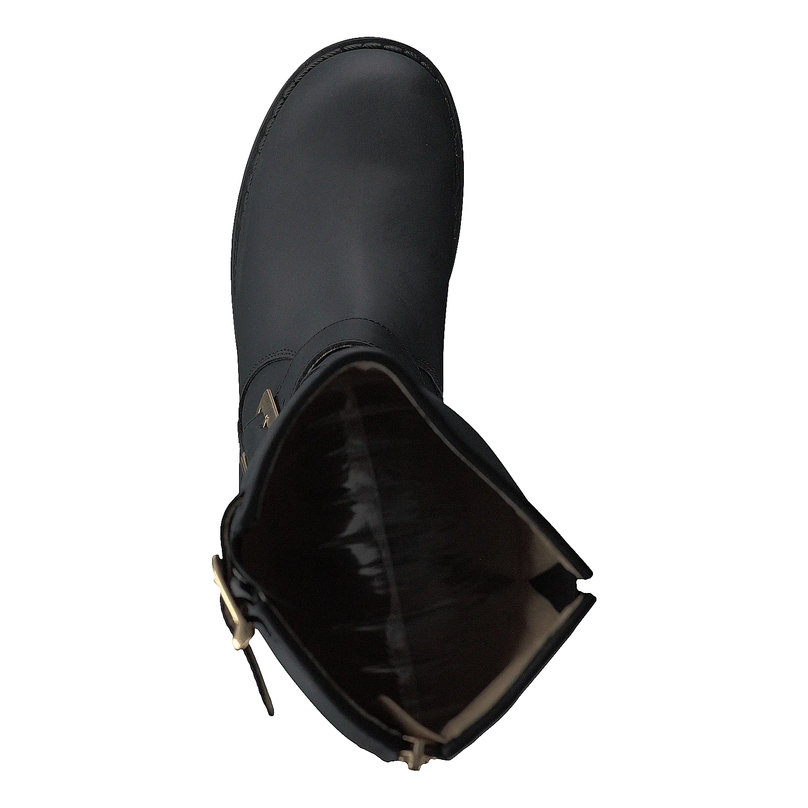 High Zip Back Black Shiny Gold